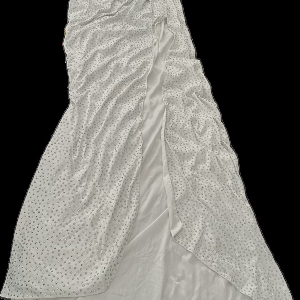 Elegant White Gown with Silver Accents